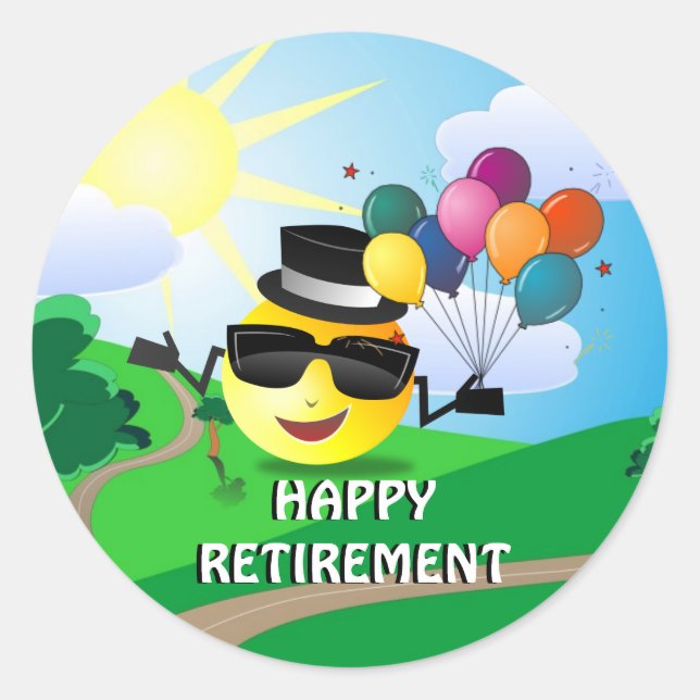 Happy Retirement, buntes lustiges Design Runder Aufkleber (Vorderseite)