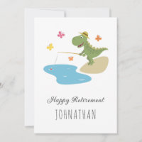 Happy Retirement Cartoon Dinosaur Angelkarte