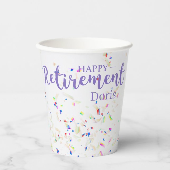 Happy Retirement Confetti Papiertasse Pappbecher (Vorderseite)