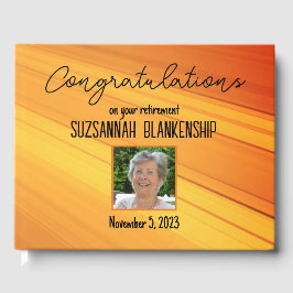 Happy Retirement Diagonal Gold Streak Custom Foto Gästebuch