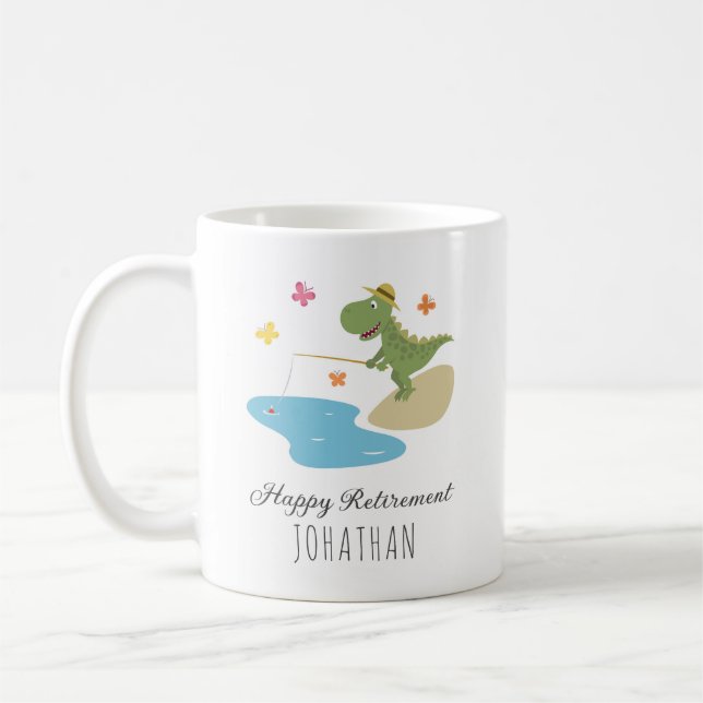 Happy Retirement Fishing Niedlicher Dinosaurier Ca Kaffeetasse (Links)