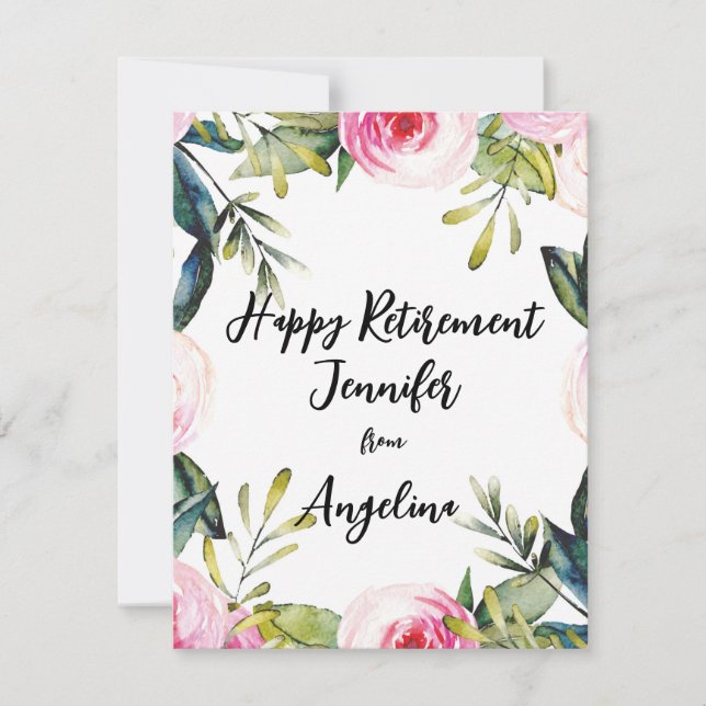 Happy Retirement Floral Watercolor Cursive Script (Vorderseite)