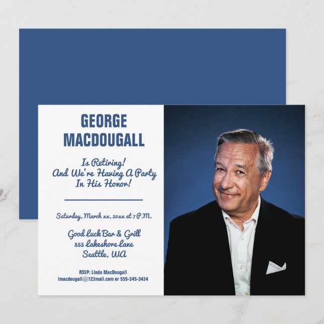 Happy Retirement Foto Party Einladung (Vorne/Hinten)