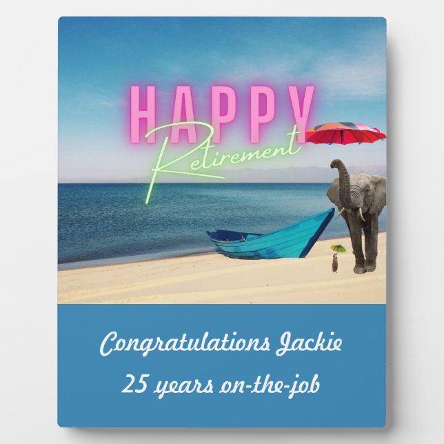 Happy Retirement Funny Surreal Beach Scene Fotoplatte (Vorderseite)