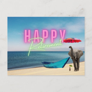 Happy Retirement Funny Surreal Beach Scene Postkarte