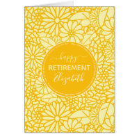 Happy Retirement gelber daisy Muster Name