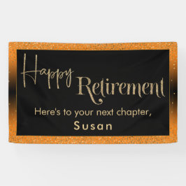 Happy Retirement Gold Confetti, Bright Orange Banner