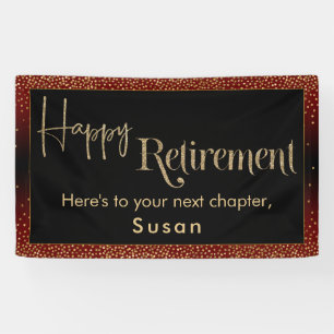 Happy Retirement Gold Confetti, Dunkles Burgund Ro Banner