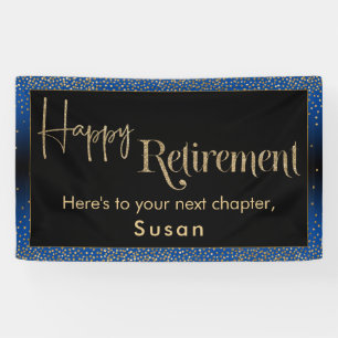 Happy Retirement Gold Confetti, Hell Blue Banner
