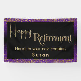 Happy Retirement Gold Confetti, hell Lila Banner