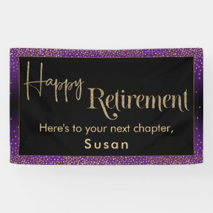 Happy Retirement Gold Confetti, Hell Lila Banner