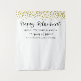 Happy Retirement Gold Confetti Script Personalisie Wandteppich