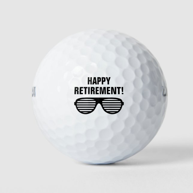 Happy Retirement Golfbälle mit coolen Party-Schatt (Vorderseite)