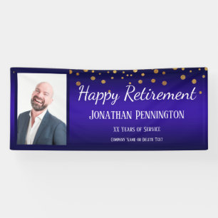 Happy Retirement mit Gold Confetti Ein Foto Banner