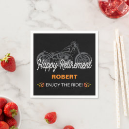 Happy Retirement mit Motorrad für Biker Serviette