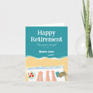 Happy Retirement Mock Beach Book Cover Custom Card Dankeskarte
