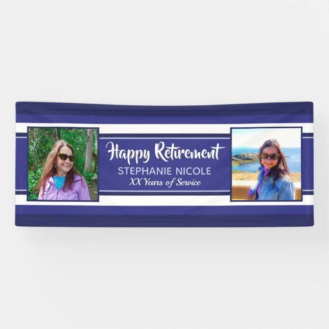 Happy Retirement Nautical Navy Blues Fotos Banner (Horizontal)