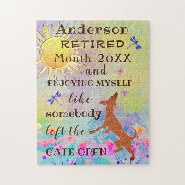 Happy Retirement Niedlich Dancing Dog Jumping mit  (Vertikal)