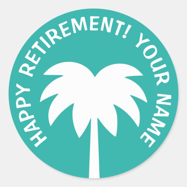 Happy Retirement Palm Aufkleber | Personalisieren (Vorderseite)