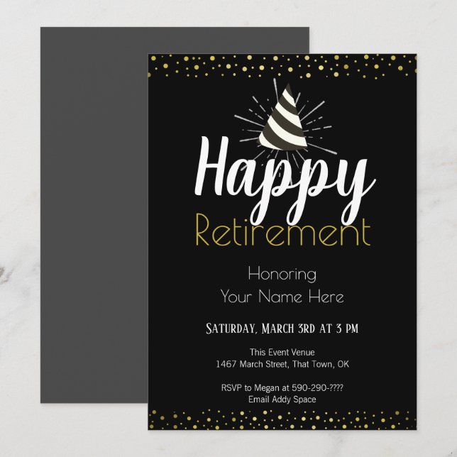 Happy Retirement Party Confetti Einladung (Vorne/Hinten)