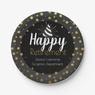 Happy Retirement Party Personalisiert Gold Confett Pappteller