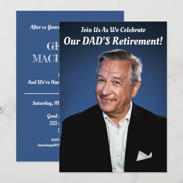 Happy Retirement Party - Vater Foto Einladung (Vorne/Hinten)