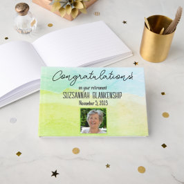 Happy Retirement Pastel Green Watercolor Custom Gästebuch
