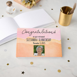 Happy Retirement Pastel Orange Wasserfarbe Custom Gästebuch