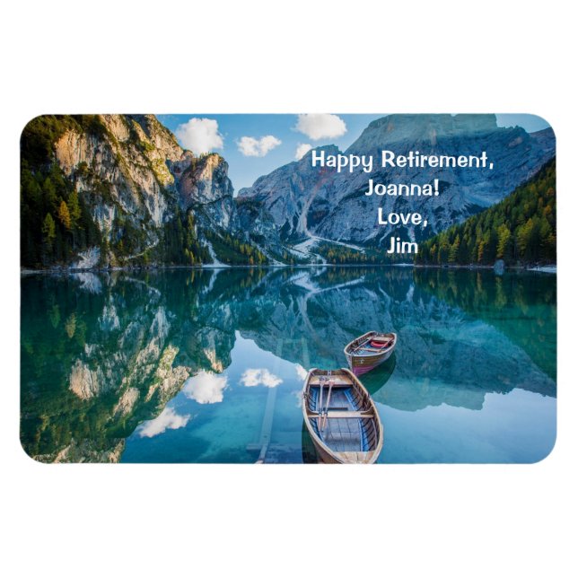 Happy Retirement Personalisiert Mountains Lake Magnet (Horizontal)