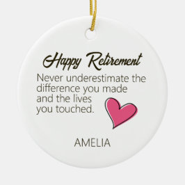 Happy Retirement Personalized Name Gift Keramik Ornament