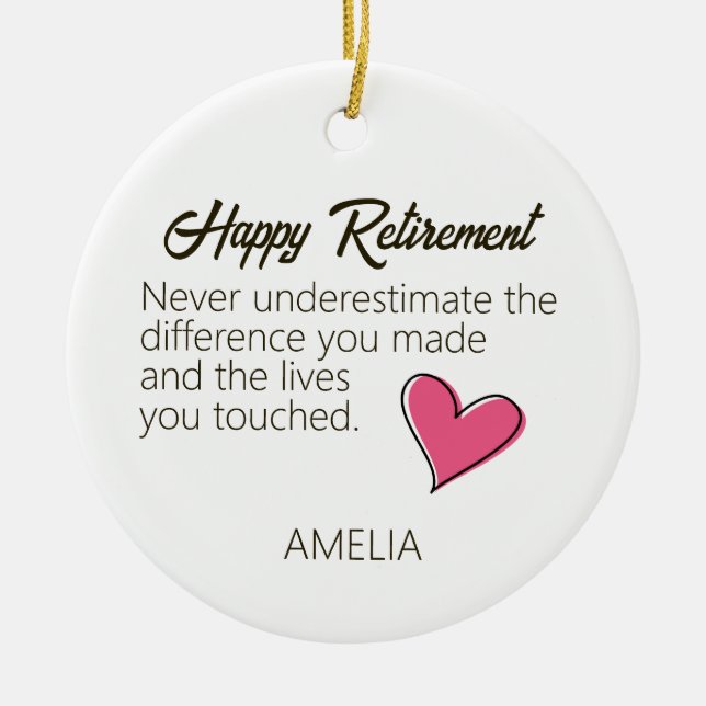 Happy Retirement Personalized Name Gift Keramik Ornament (Vorne)
