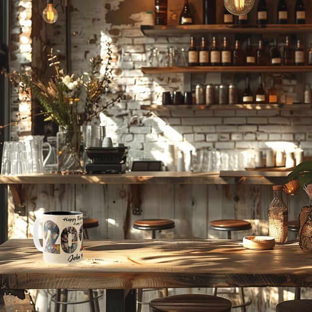 Happy Retirement Photo Collage Mug - Nom personnal (Créateur téléchargé)