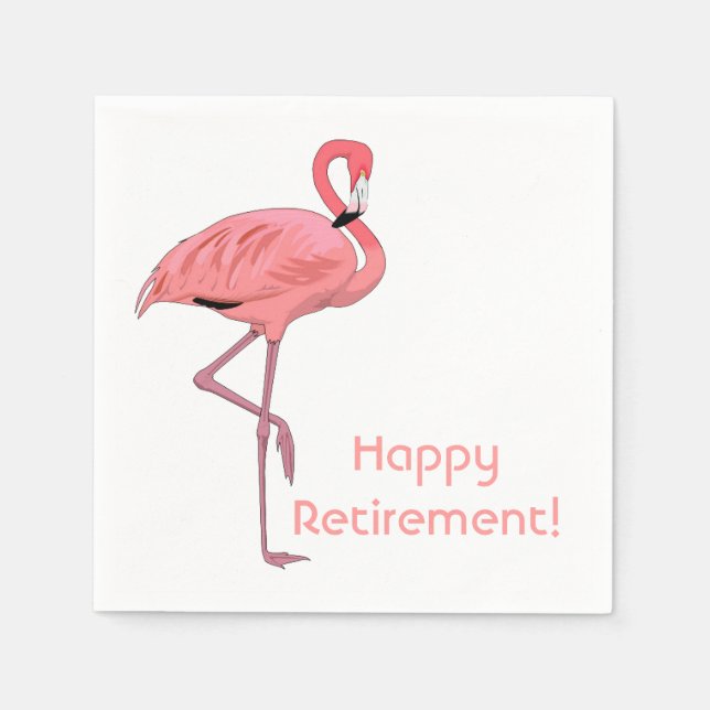Happy Retirement Pink Flamingo Party Serviette (Vorderseite)