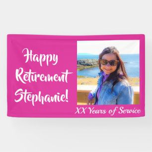 Happy Retirement Pink Foto Renten Party Banner