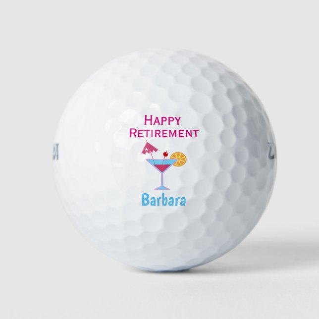 Happy Retirement Pink Martini Individuelle Name Golfball (Vorderseite)