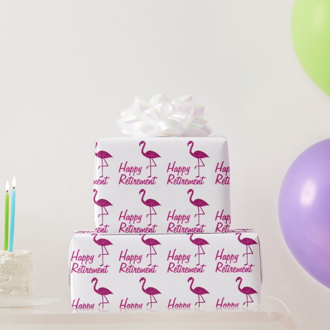 Happy Retirement rosa Flamingo Custom text Gift Geschenkpapier (Partygeschenke)