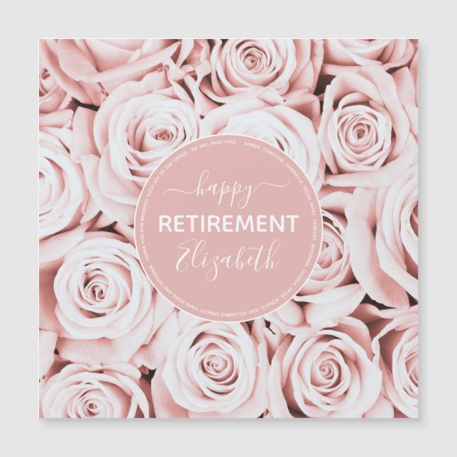 Happy Retirement Rose Rose Rose Name Magnetkarte (Vorderseite)
