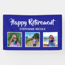 Happy Retirement Royal Blue Multiple Fotos Banner