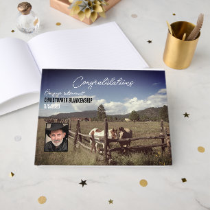 Happy Retirement Rural Scene Horses Foto Custom Gästebuch
