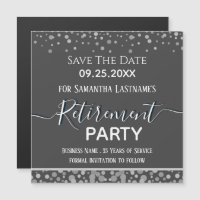 Happy Retirement Silver Confetti Save the Date