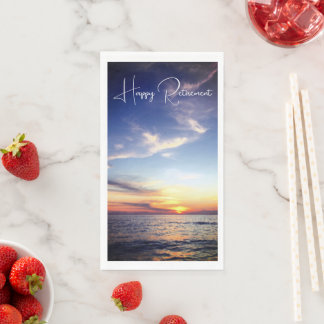 Happy Retirement Tropical Beach Sunset Custom Serviette