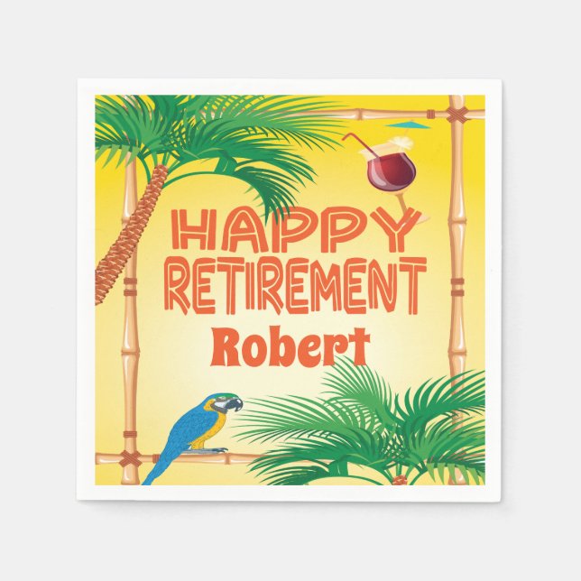 Happy Retirement Tropical tiki luau Serviette (Vorderseite)