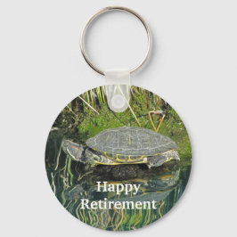 Happy Retirement Turtle Water Reflection Wildlife Schlüsselanhänger