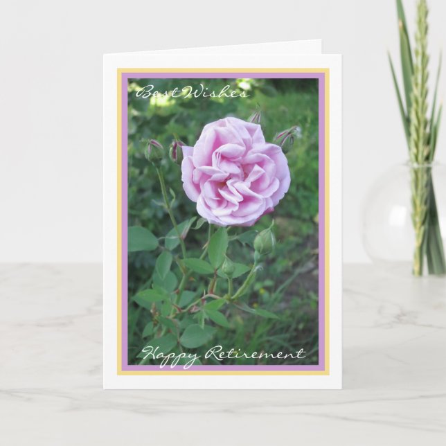Happy Retirement wünscht Lila rosa Rose Elegant Karte (Vorderseite)
