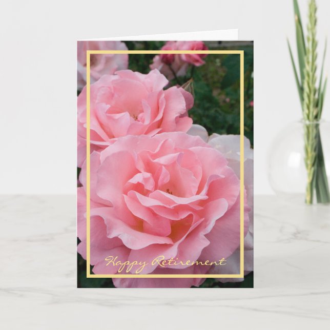 Happy Retirement wünscht Pink Roses Elegant Karte (Vorderseite)