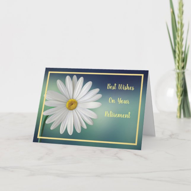Happy Retirement wünscht White Daisy Elegant Karte (Vorderseite)