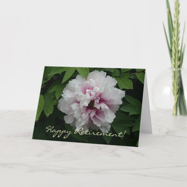 Happy Retirement wünscht White Peony Elegant Karte (Vorderseite)