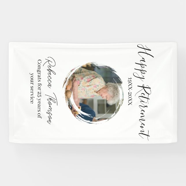 Happy retirement year name circle photo retired banner (Horizontal)