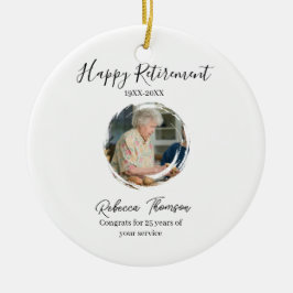 Happy retirement year name circle photo retired keramik ornament