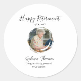 Happy retirement year name circle photo retired runder aufkleber